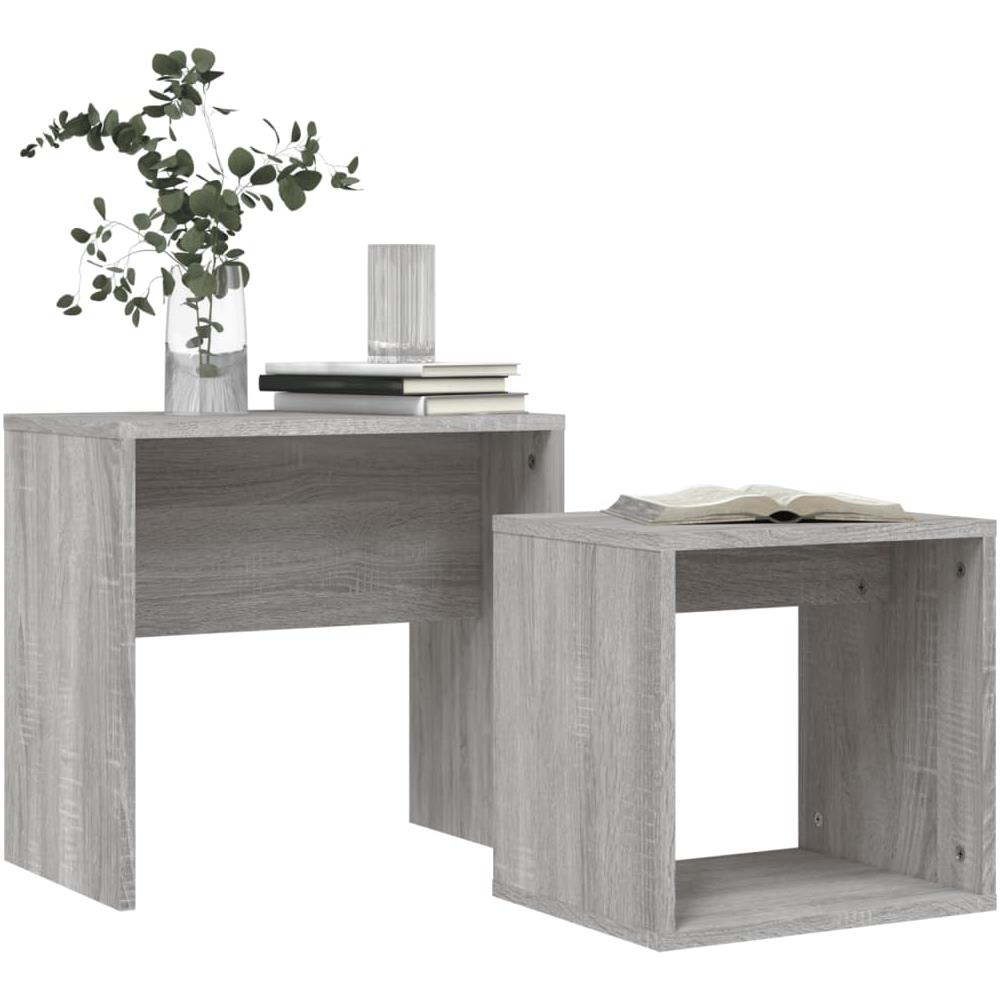 Tavolini Salotto Impilabili 2pz Grigio Sonoma Legno Multistrato - Foto 3