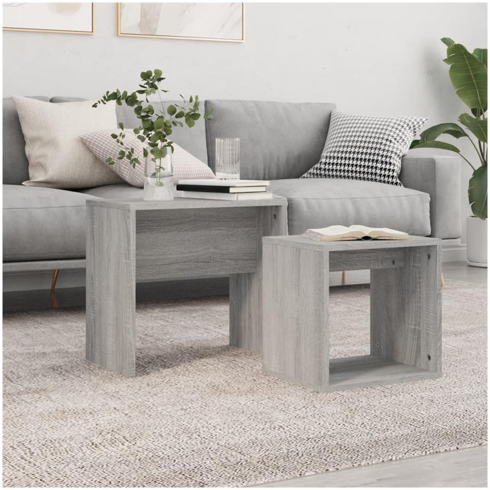 Tavolini Salotto Impilabili 2pz Grigio Sonoma Legno Multistrato - Foto 1