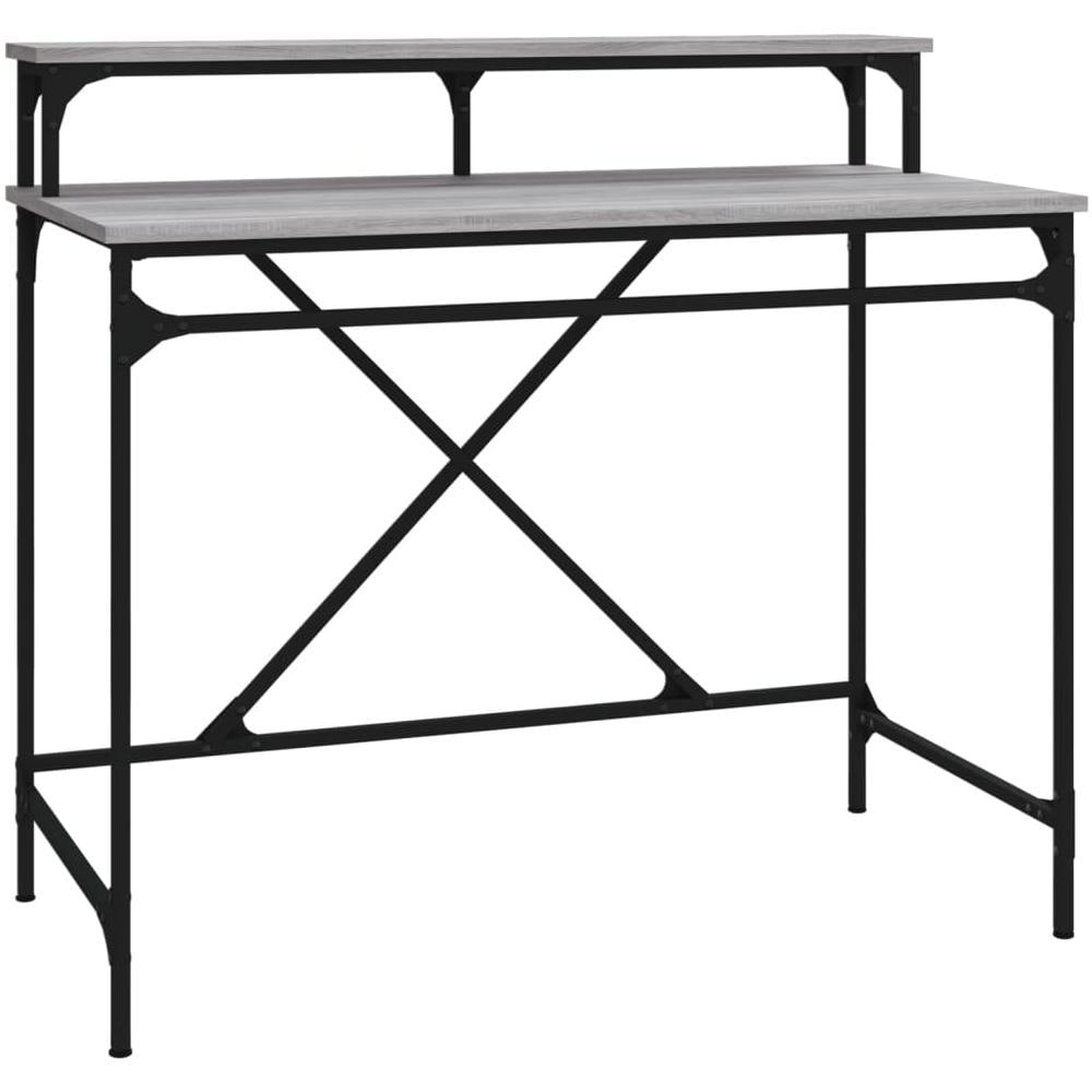 Scrivania Grigio Sonoma 100x50x90 Cm Legno Multistrato E Ferro - Foto 2