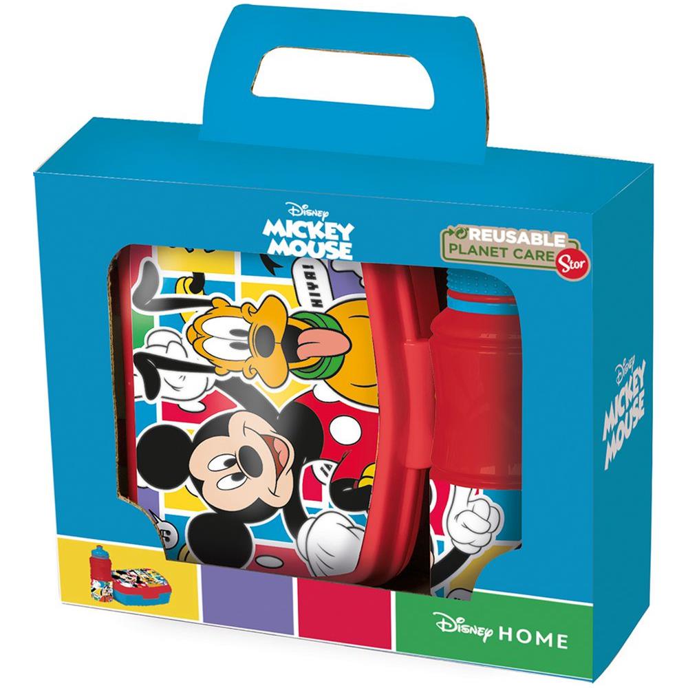 Disney Set Borraccia Da 380 Ml E Sandwich Box Rossa Per Bambini In Plastica Mickey Mouse Con Banda Antiscivolo E Chiusura Di Sicurezza - Foto 2