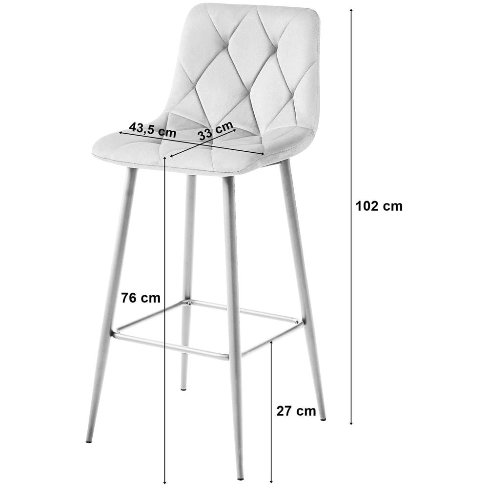 Sgabello da bar KODA STOOL in velluto beige con gambe dorate x2 - Foto 6