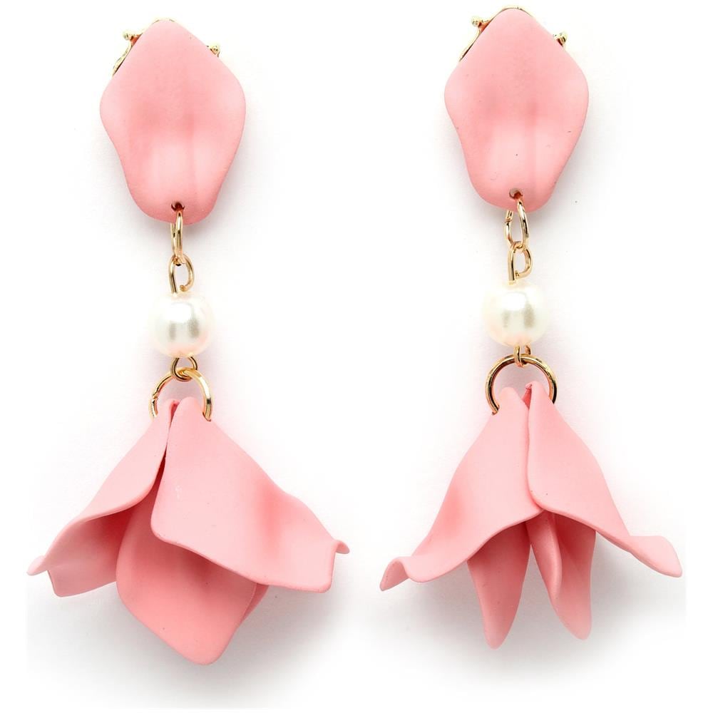 Orecchini Pendenti a Rosa in Rosa - Foto 1