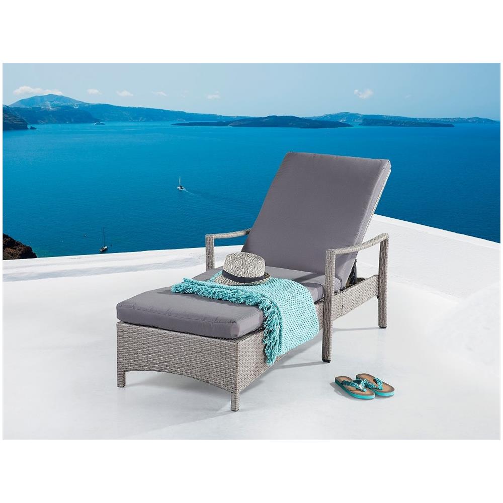 Lettino Da Giardino In Rattan Grigio Vasto - Foto 1