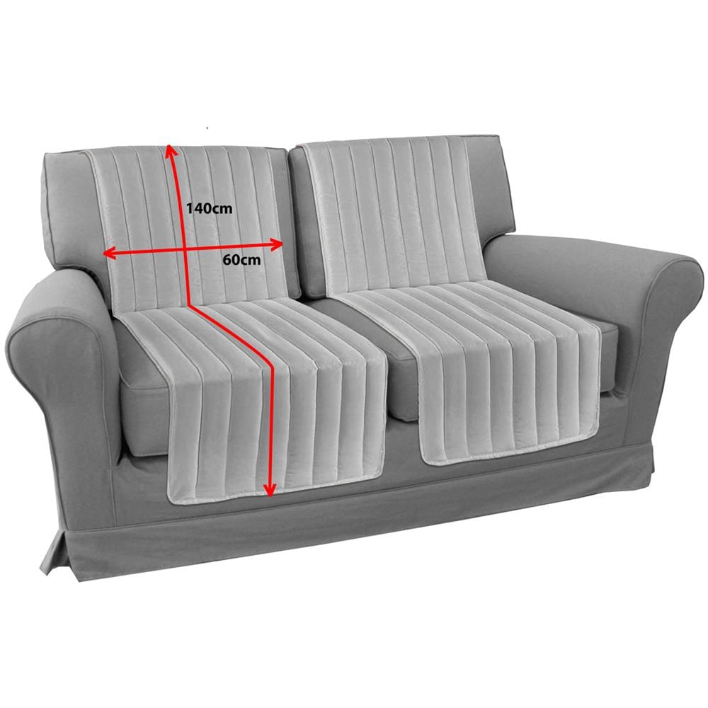 Copridivano A Fasce Trapuntate Proteggi Seduta Modello Stripe Colore Grigio 1 Coppia Grigio - Foto 2