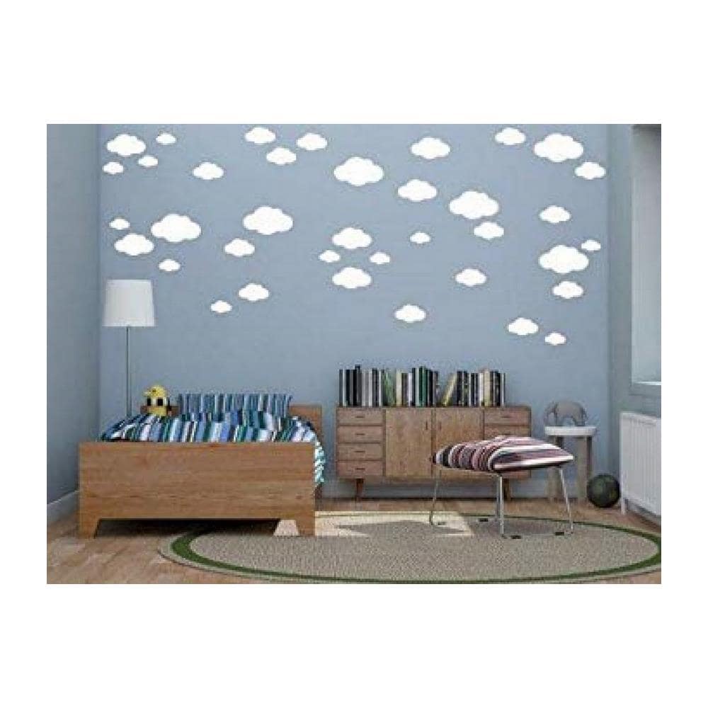 Sticker Per Bambini Cloud - Nuvole - Per Bambini - Da Parete - Bianco In Vinile, 35 X 0,15 X 20 Cm - Foto 1