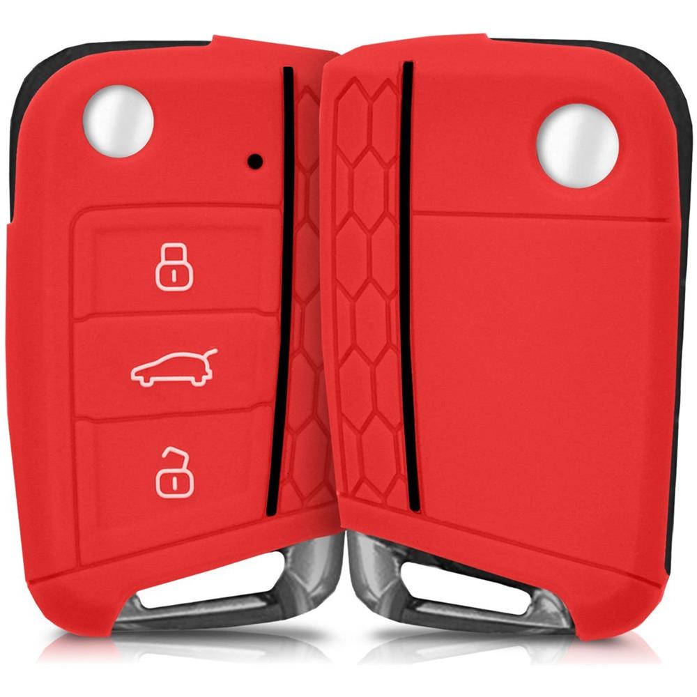 Copritastiera Auto Per Vw Golf 7 Mk7 - Copertura Fob Silicone Chiave Di Protezione Per Vw Golf 7 Mk7 3 Abbottona La Chiave Car - Red - Foto 1