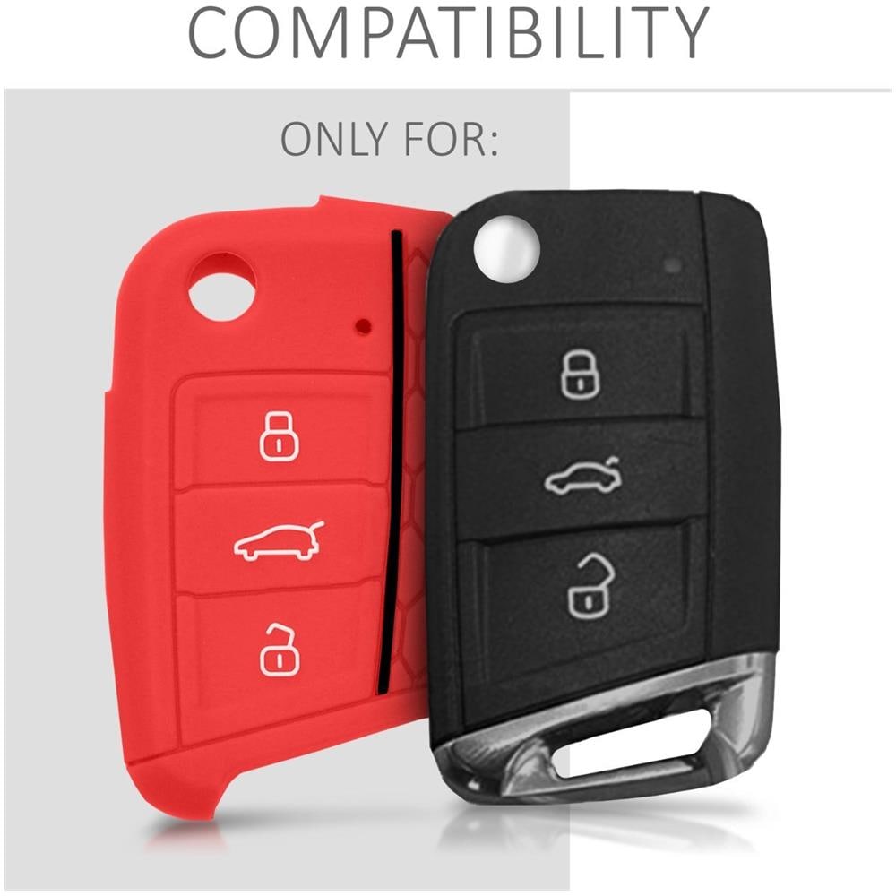 Copritastiera Auto Per Vw Golf 7 Mk7 - Copertura Fob Silicone Chiave Di Protezione Per Vw Golf 7 Mk7 3 Abbottona La Chiave Car - Red - Foto 4