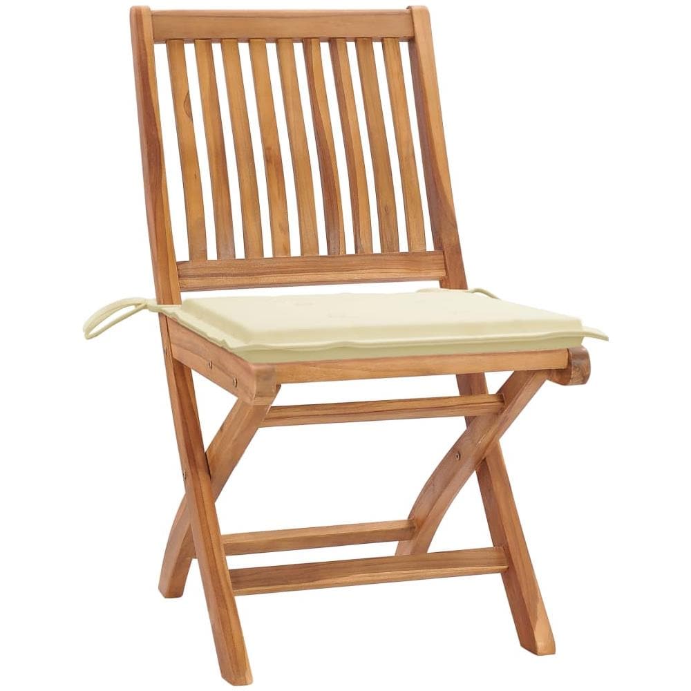Sedie Da Giardino 2 Pz Con Cuscini Crema In Massello Di Teak - Foto 2