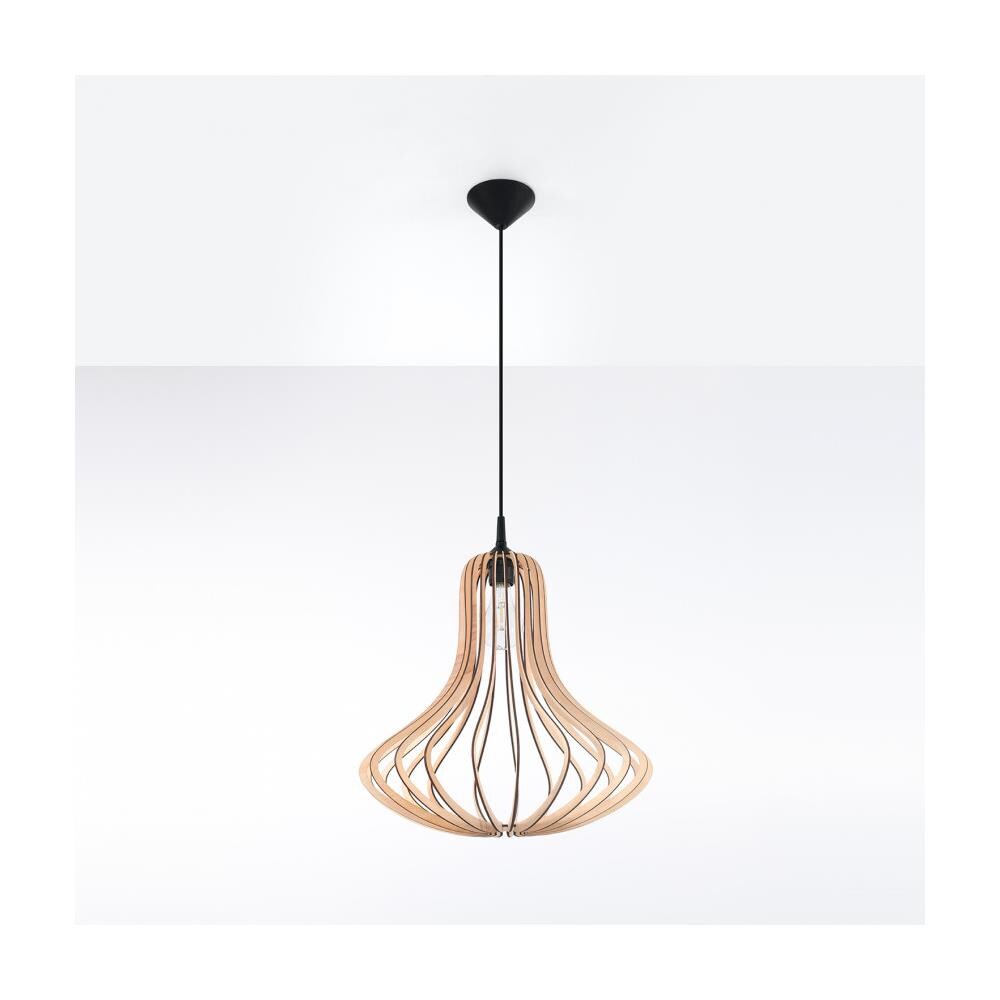 Lampada A Sospensione In Filo Di Legno Naturale E27 - Foto 2