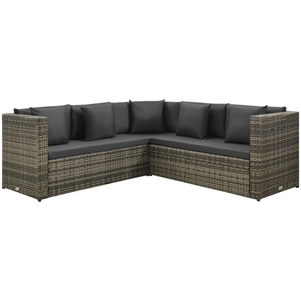 Set Divani da Giardino 4 pz con Cuscini in Polyrattan Grigio - Foto 2