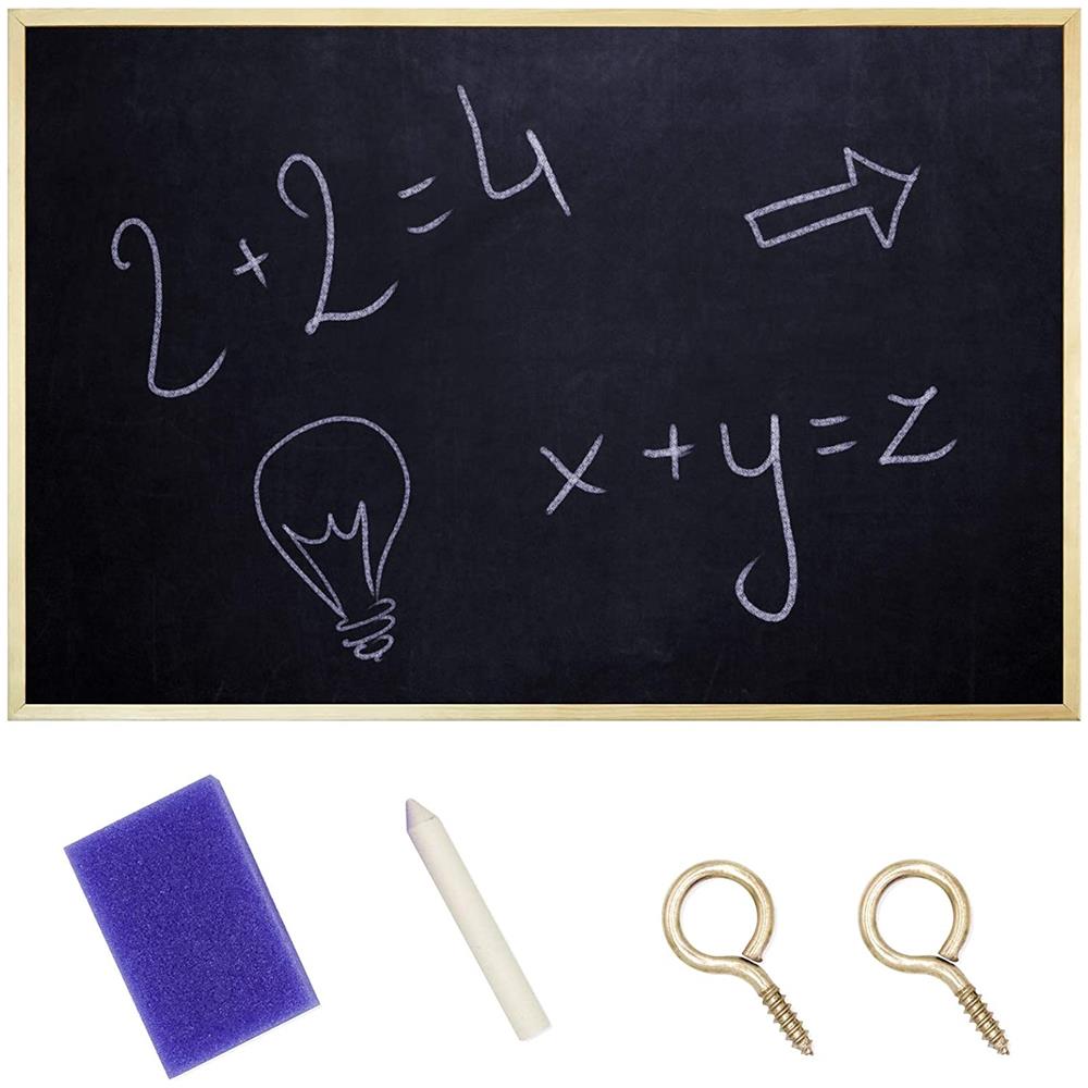 80 X 60 Cm Grande Lavagna Per Gesso Nera | Parete Bacheca Gessetti | Spessa Cornice Legno | Fabbricata In Ue  | Perfetta Per Scuola, Casa, Ufficio, Cameretta Di Ragazzi E Bambini - Foto 1