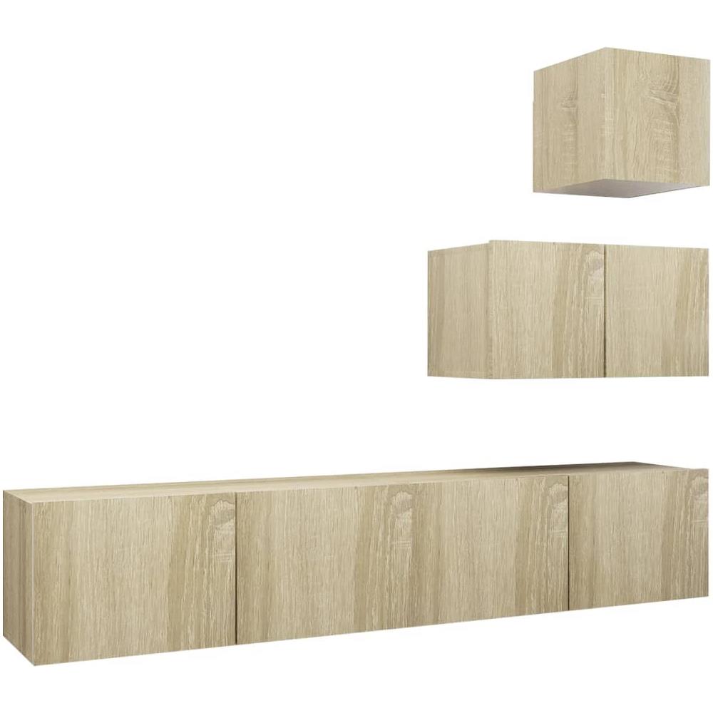Set di Mobili Porta TV 4 pz Rovere Sonoma in Legno Multistrato - Foto 1