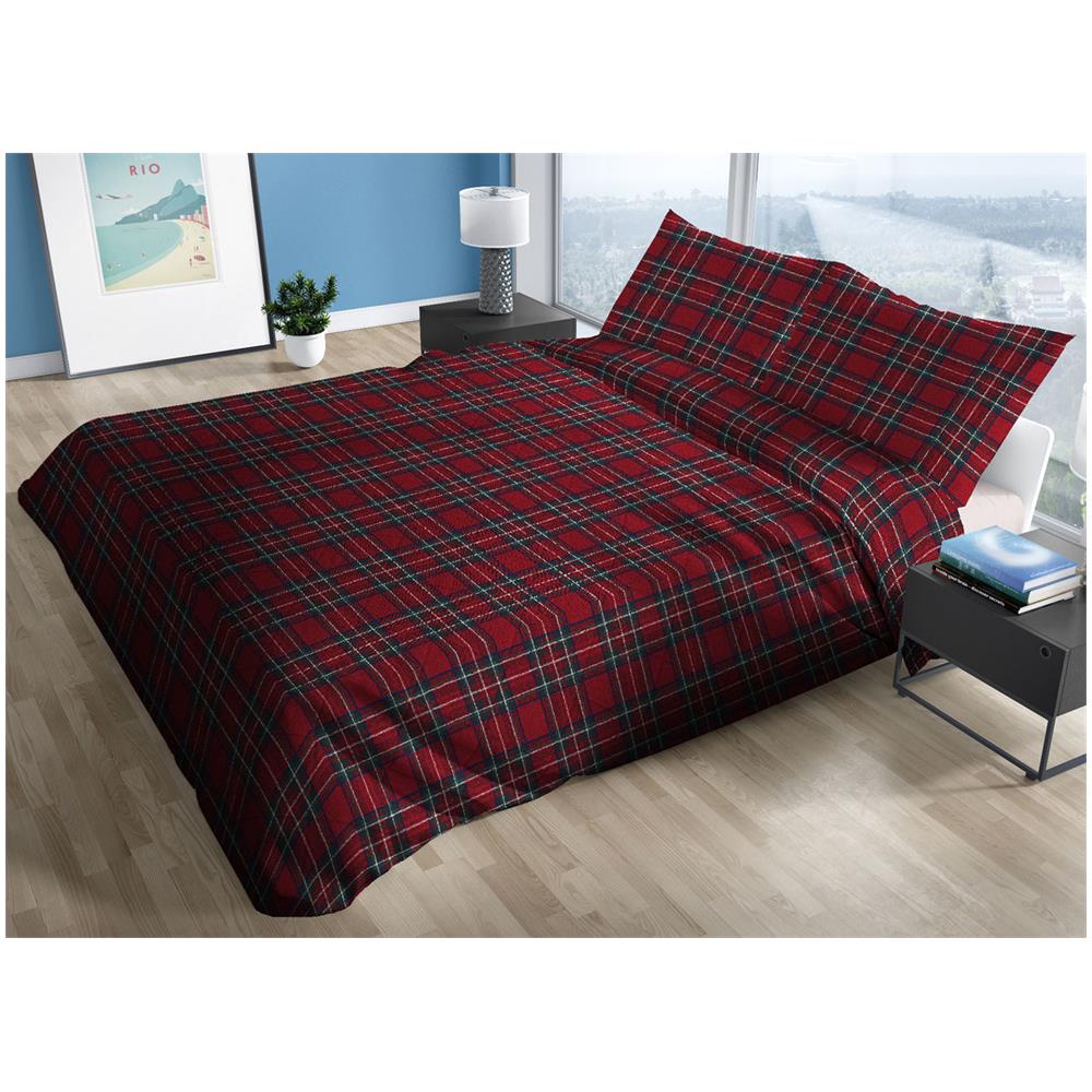 Trapunta Piumone Invernale 300gr Cotone Made Italy Disegno Scozzese Kilt Rosso Piazza E Mezza Kilt Rosso - Foto 1