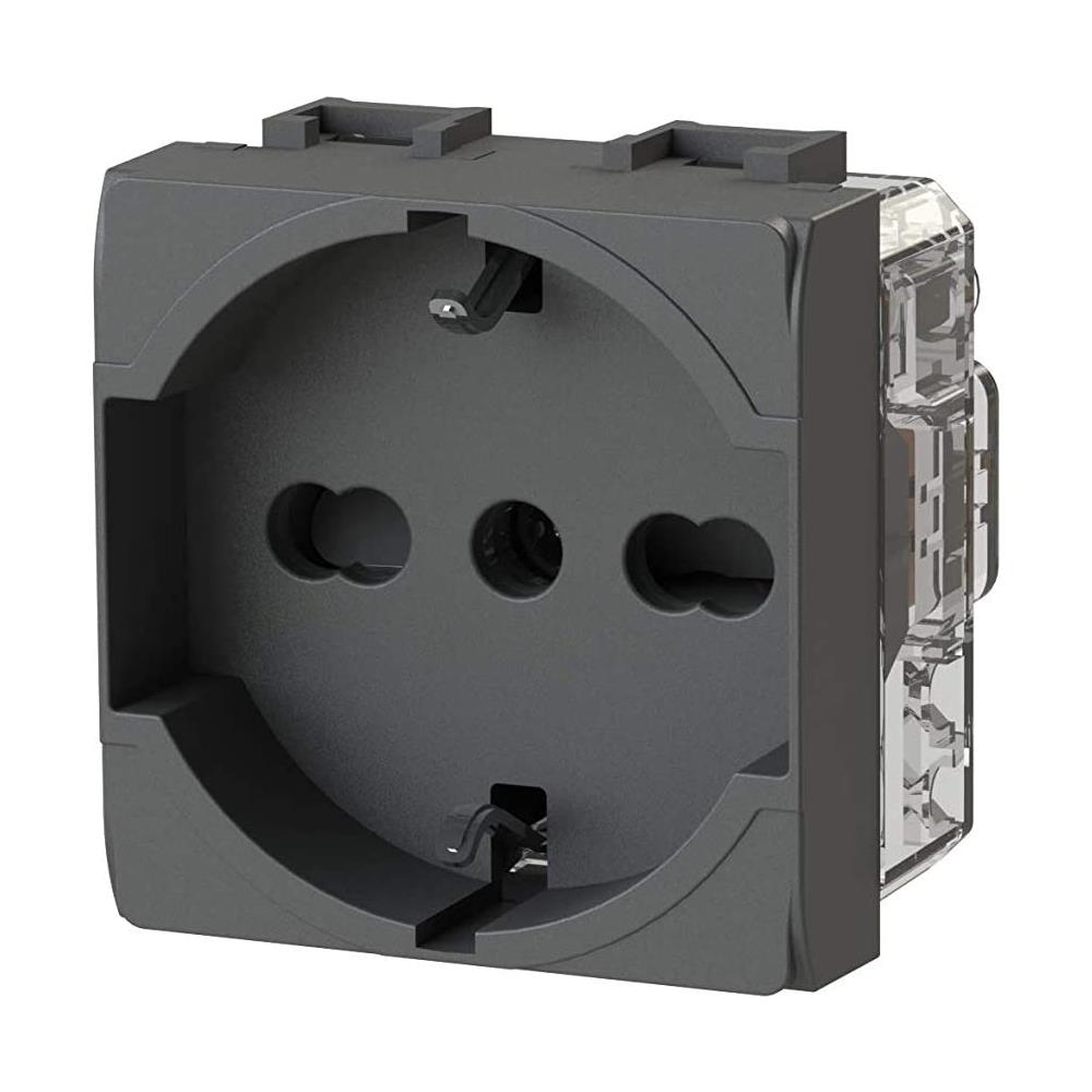 Presa Elettrica Schuko Tipo P40 Compatibile Con Bticino Livinglight Antracite - Foto 1