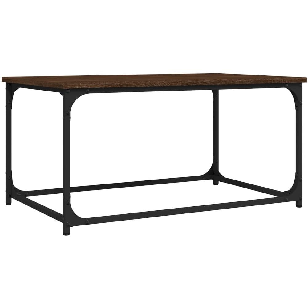 Tavolino Rovere Marrone 80x50x40cm In Legno Multistrato E Ferro - Foto 2