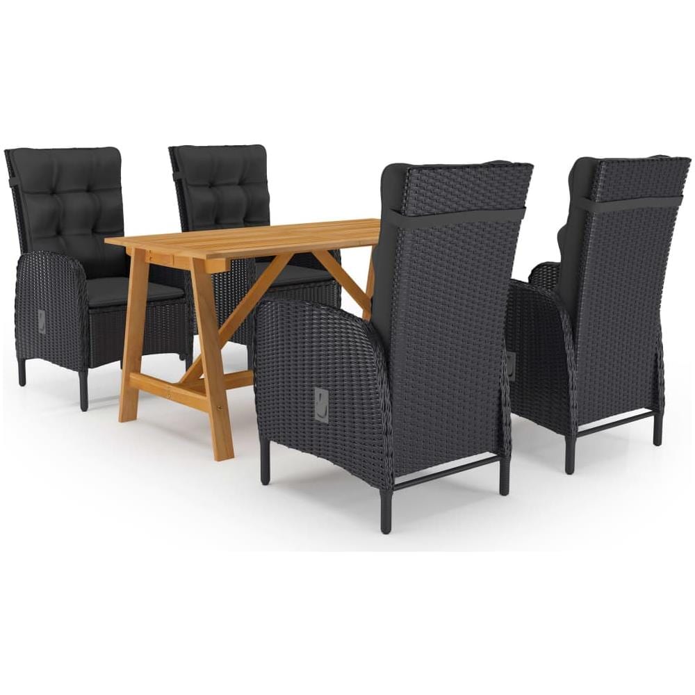 Set Mobili Da Pranzo Per Giardino 5 Pz Nero - Foto 1