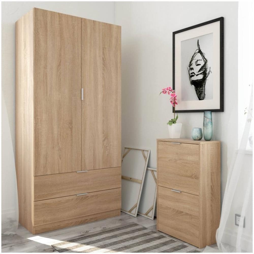Scarpiera Valdosta, Portascarpe Salvaspazio A 2 Ante, Scarpiera Da Ingresso, Armadio Scarpiera, 50x22h76 Cm, Rovere - Foto 4