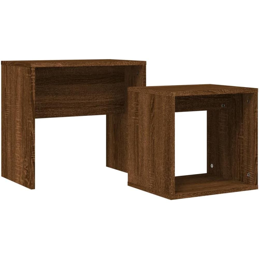 Tavolini Impilabili 2 Pz Rovere Marrone In Legno Multistrato - Foto 2