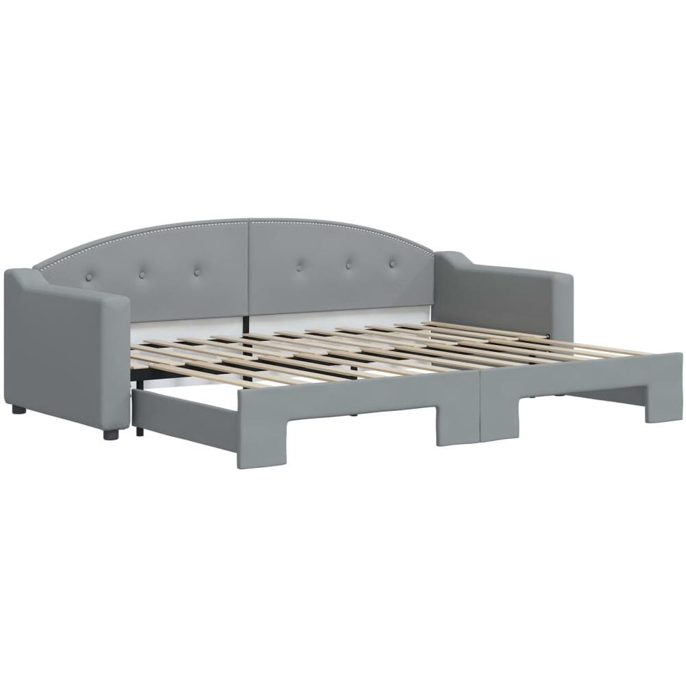 Divano Letto Con Letto Estraibile Grigio Chiaro 80x200 Tessuto - Foto 2