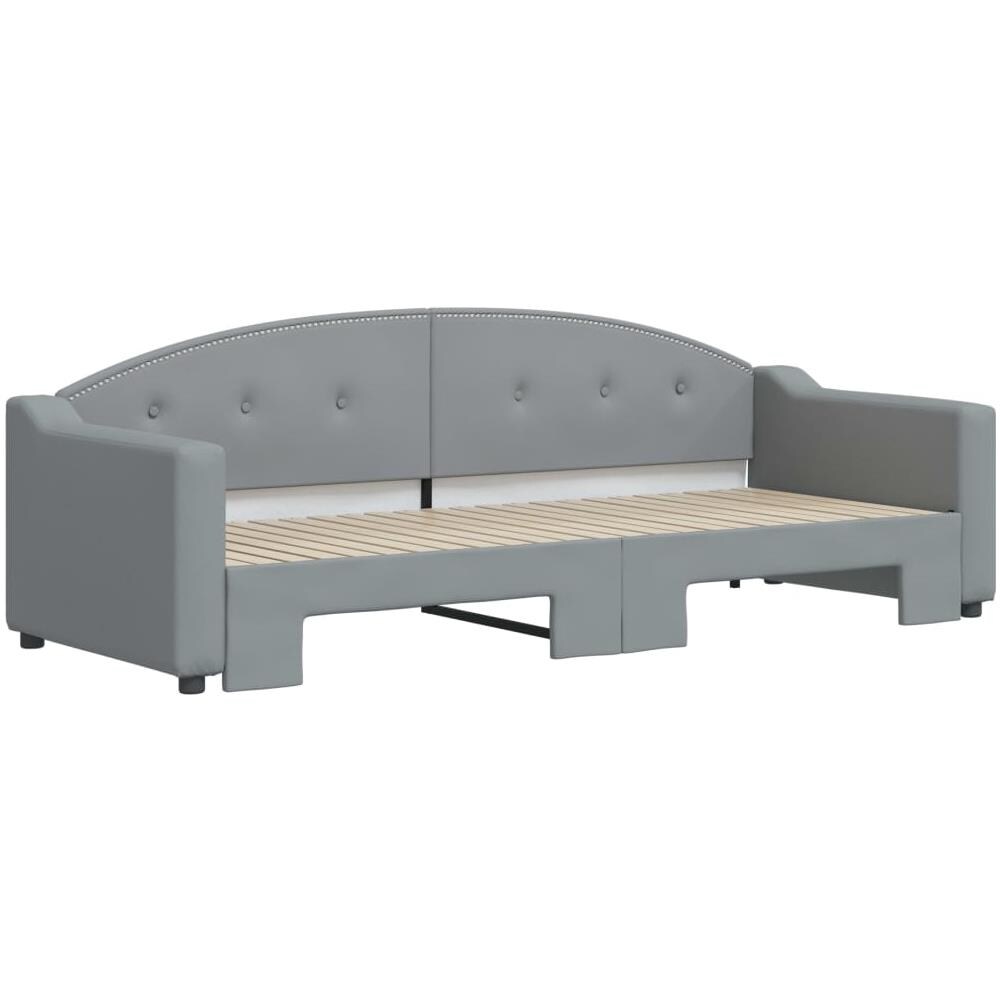 Divano Letto Con Letto Estraibile Grigio Chiaro 80x200 Tessuto - Foto 3