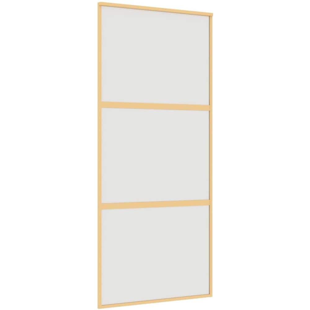 Porta Scorrevole Dorata 90x205 Vetro Smerigliato Esg Alluminio - Foto 2