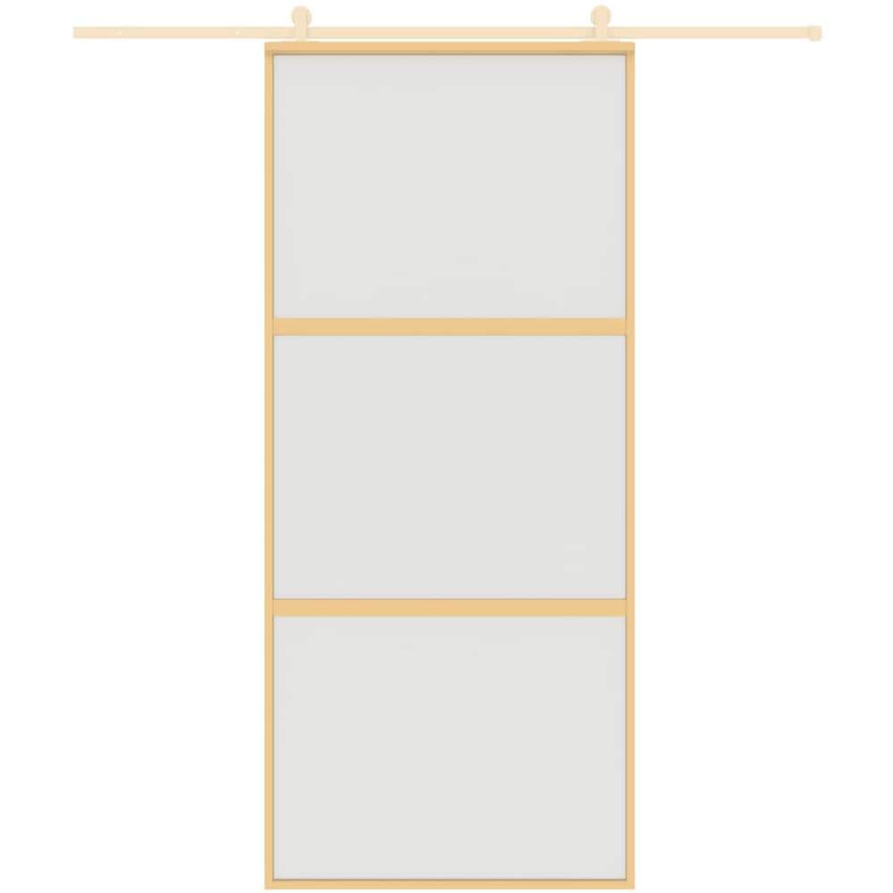 Porta Scorrevole Dorata 90x205 Vetro Smerigliato Esg Alluminio - Foto 3
