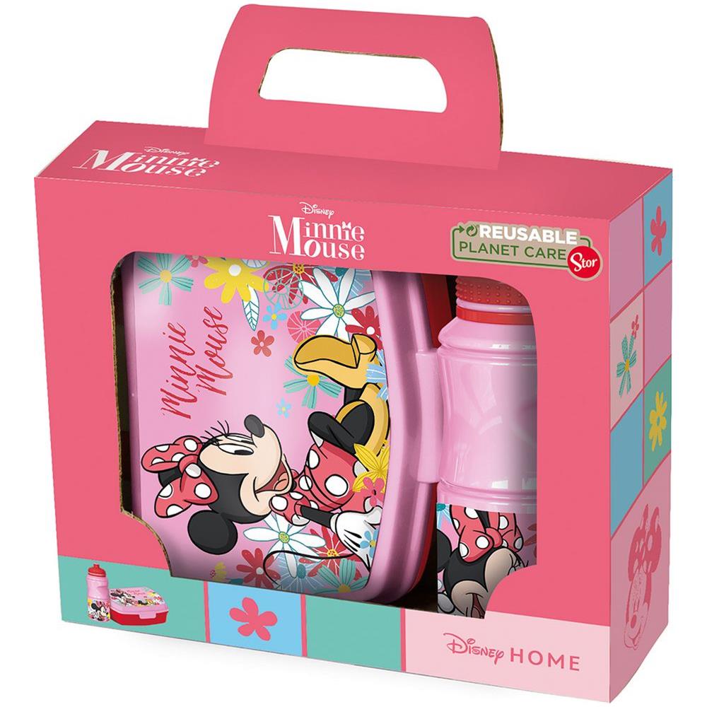 Disney Set Borraccia Da 380 Ml E Sandwich Box Rosa Per Bambini In Plastica Minnie Con Banda Antiscivolo E Chiusura Di Sicurezza - Foto 2