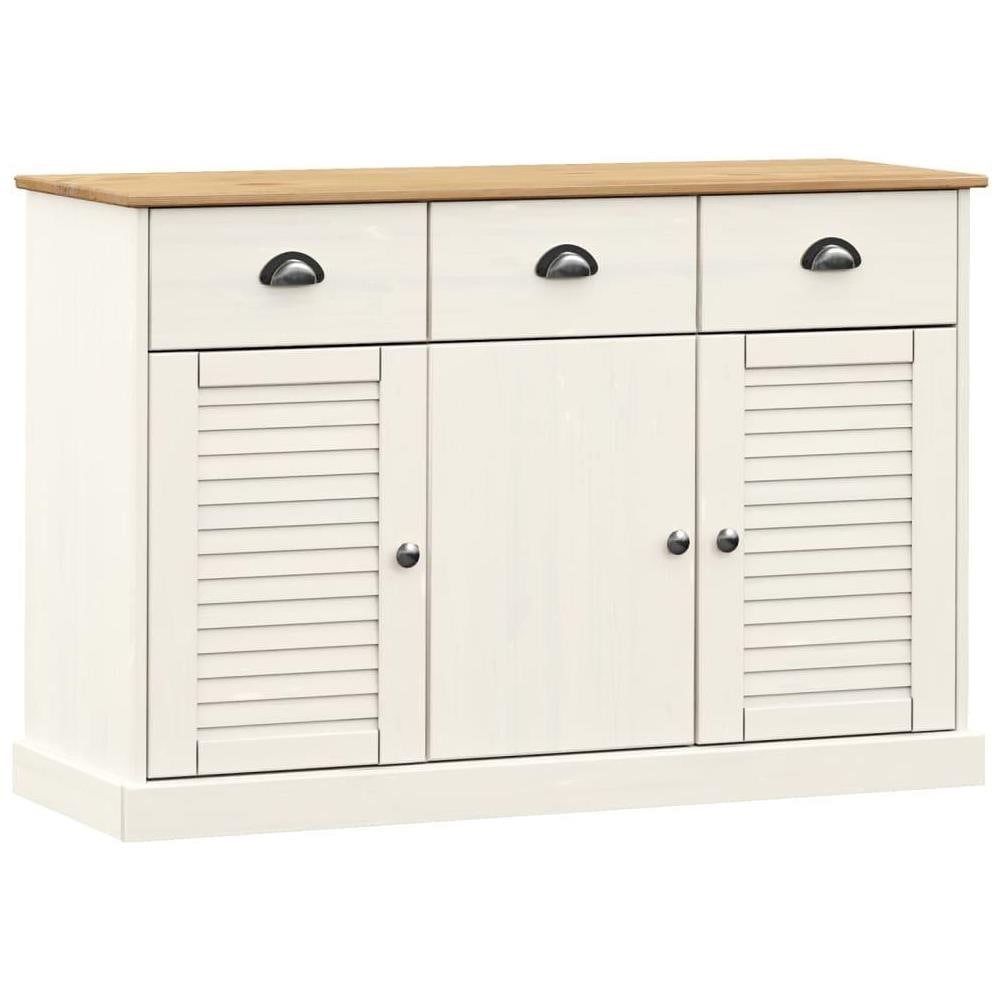 Credenza Cassetti VIGO 113x40x75 cm Legno Massello Pino Bianco - Foto 1