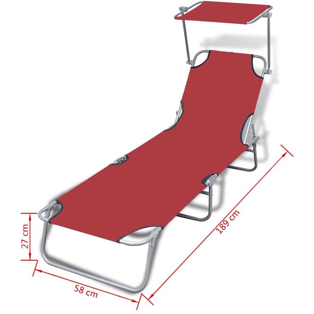 Lettino Prendisole Pieghevole Tettuccio Acciaio e Tessuto Rosso - Foto 17