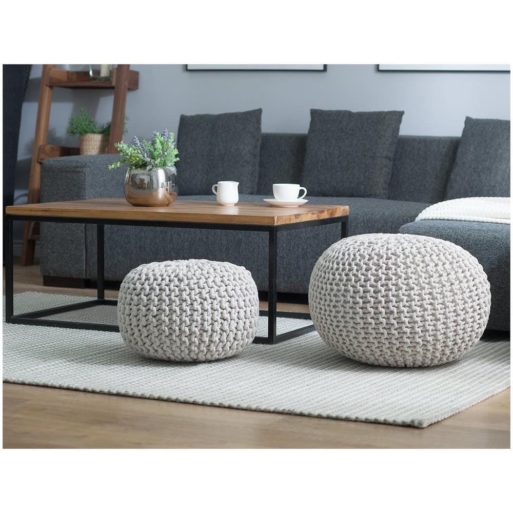 Pouf Poggiapiedi In Tessuto Grigio Chiaro 50 X 35 Cm Conrad - Foto 2