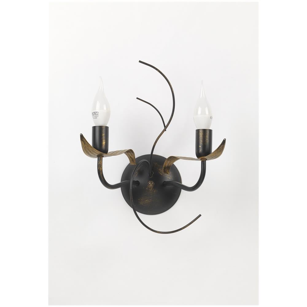 Applique 2 Luci Stile Classico In Metallo Marrone Invecchiato Oro - Foto 1