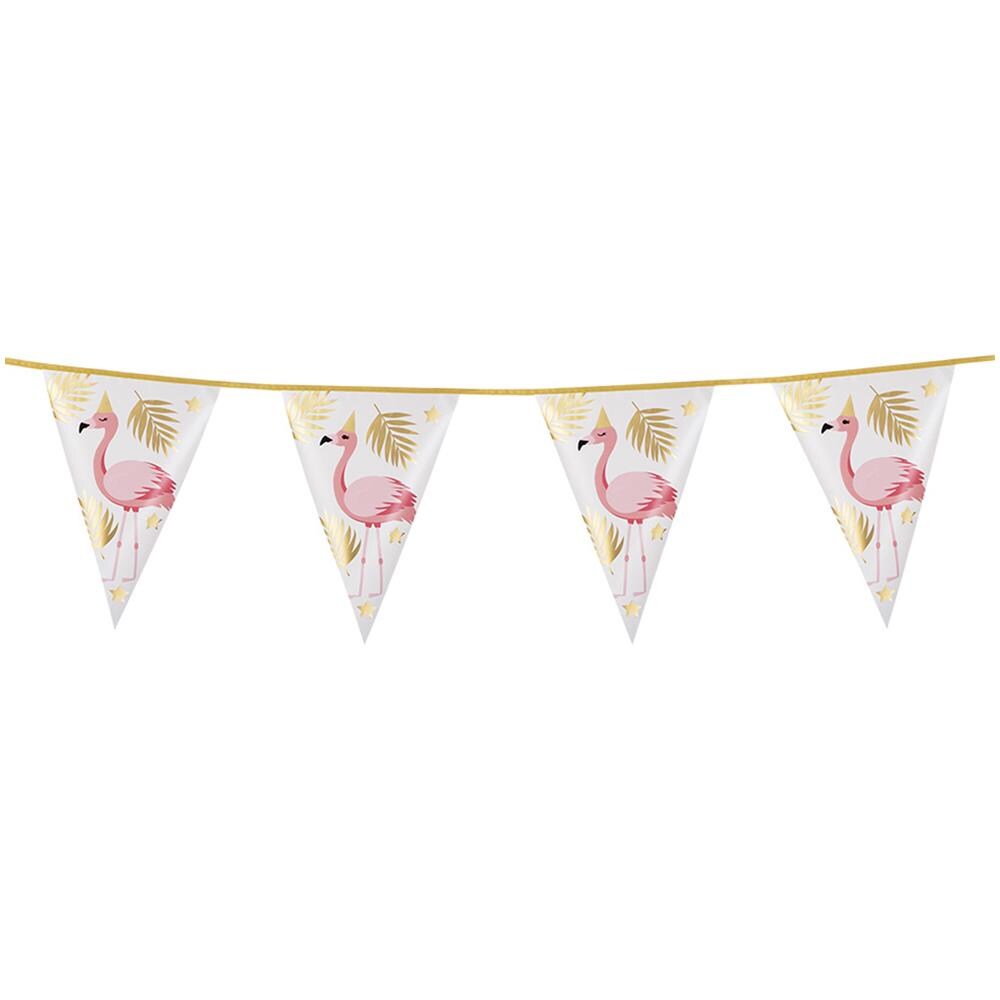 Ghirlanda Di Bandierine In Plastica Tropic Fenicotteri - Foto 1