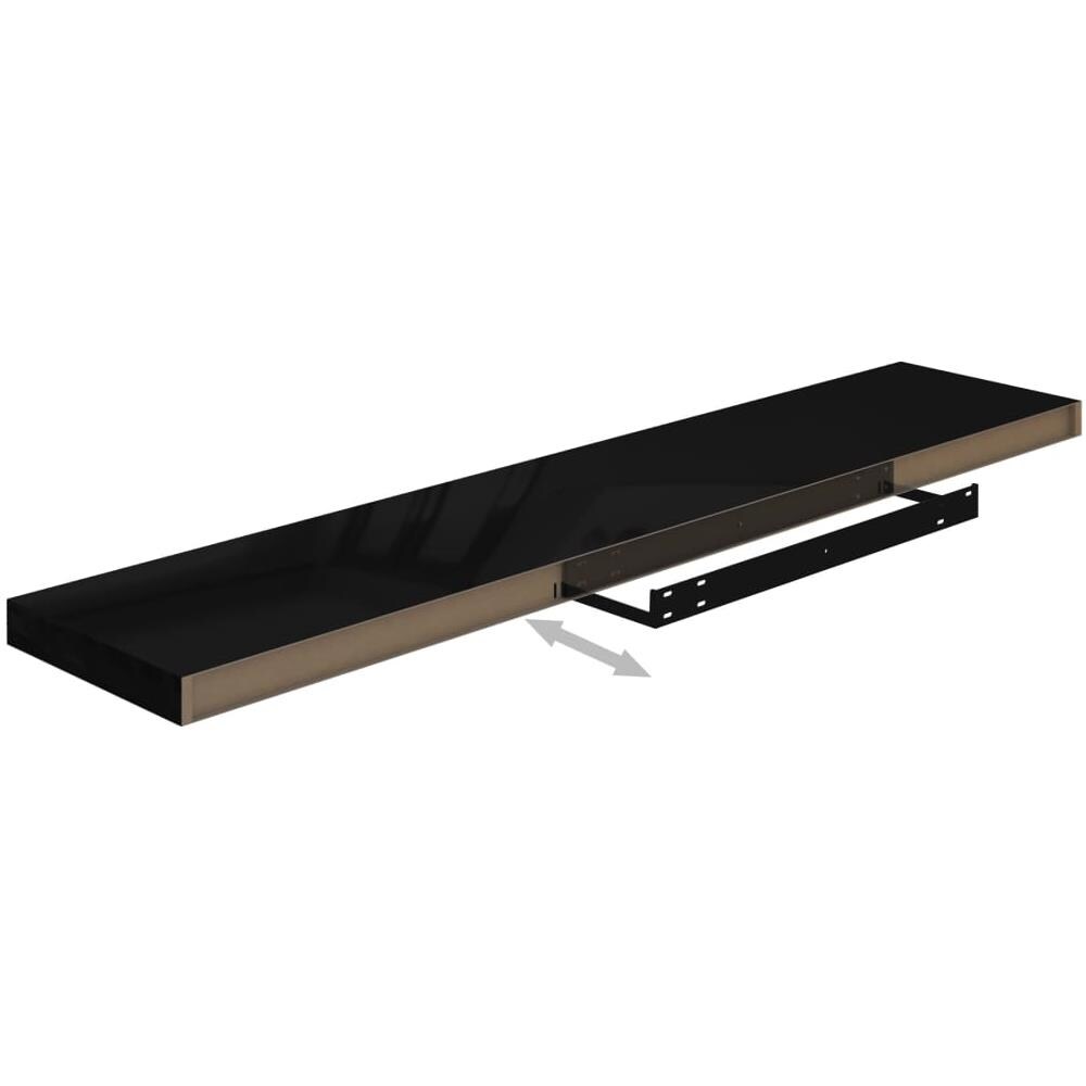 Scaffali A Parete 2 Pz Nero Lucido 120x23,5x3,8 Cm In Mdf - Foto 8