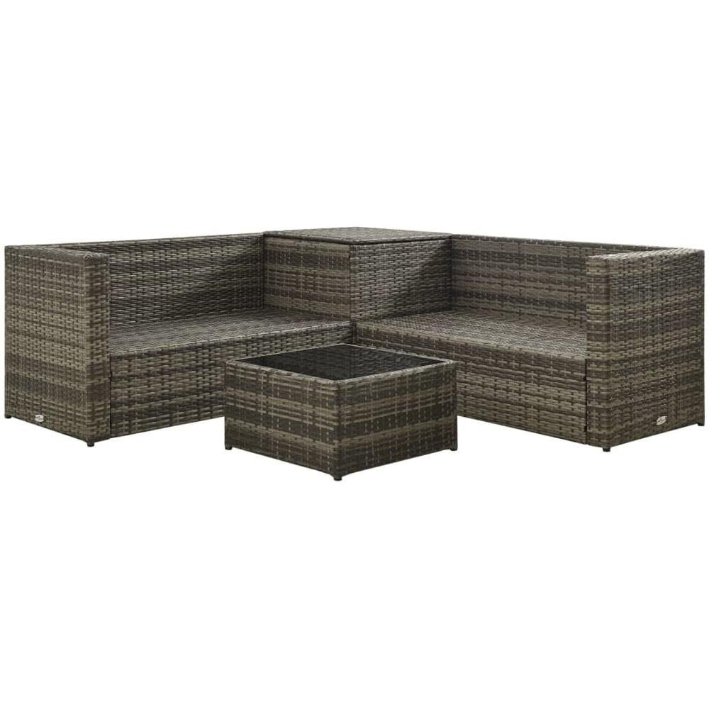 Set Divani da Giardino 4 pz con Cuscini in Polyrattan Grigio - Foto 2