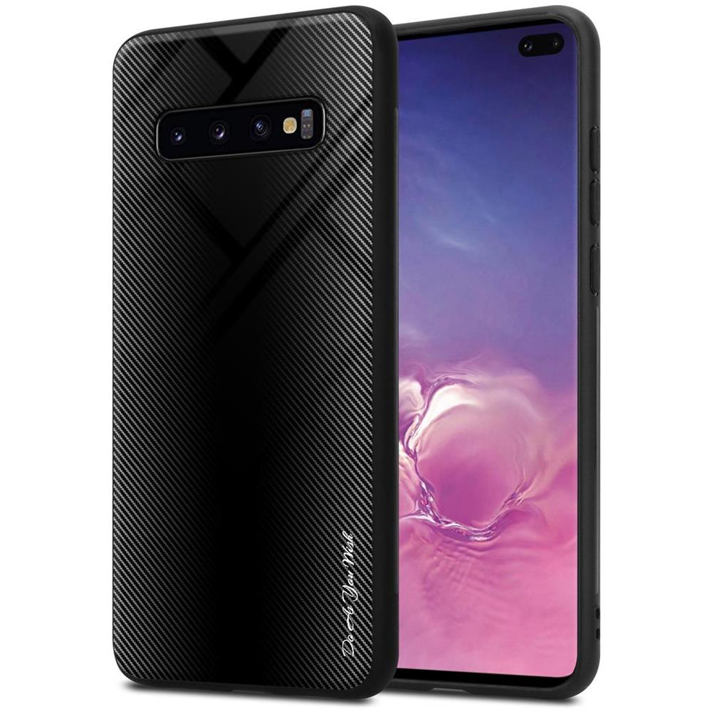 Custodia Compatibile Con Samsung Galaxy S10 Plus - Ottica A Strisce In Opale Nero - Coperchio Protettivo In Vetro Temperato E Silicone Tpu - Foto 1