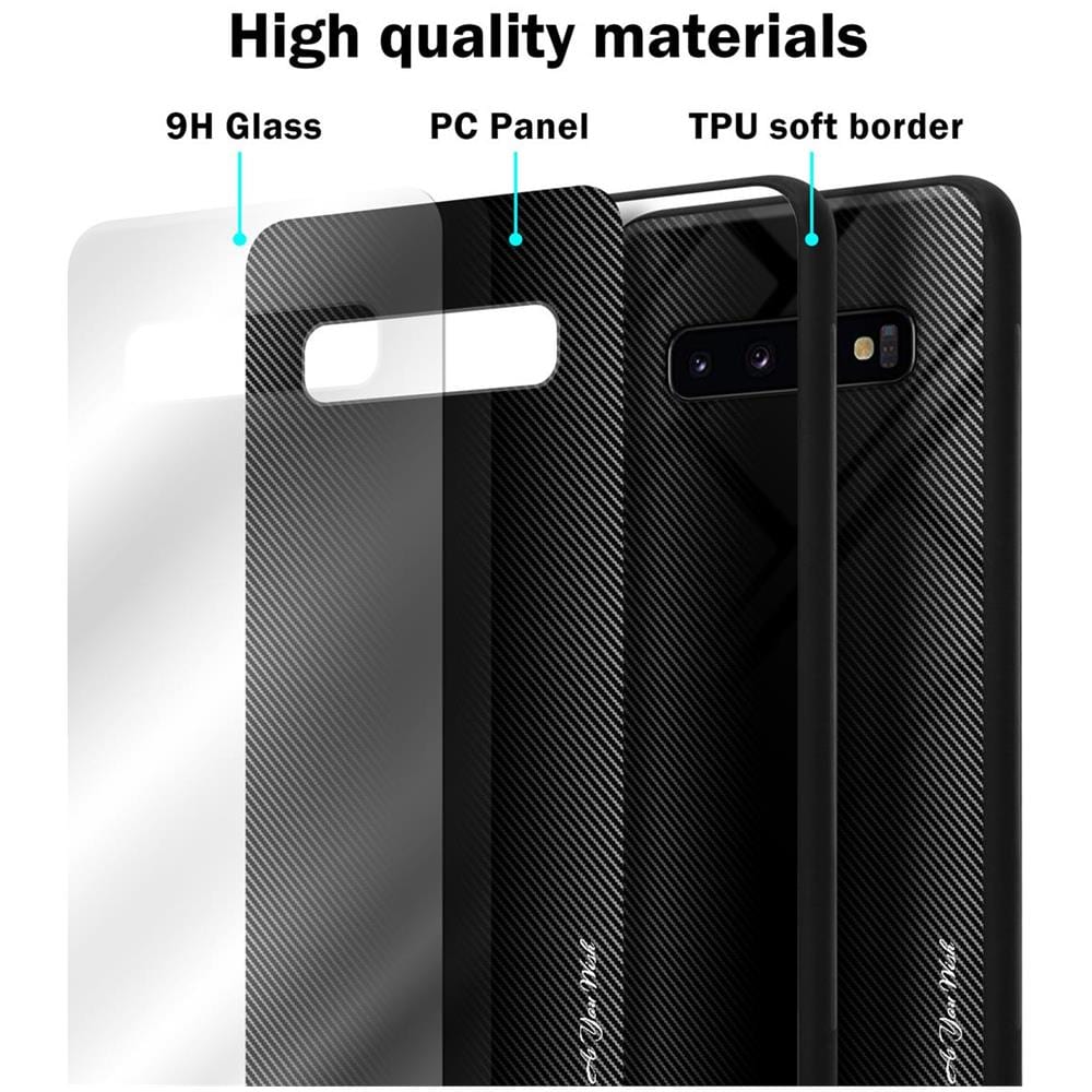 Custodia Compatibile Con Samsung Galaxy S10 Plus - Ottica A Strisce In Opale Nero - Coperchio Protettivo In Vetro Temperato E Silicone Tpu - Foto 6
