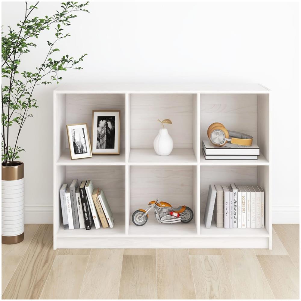 Libreria Bianca 104x33x76 Cm In Legno Massello Di Pino - Foto 1