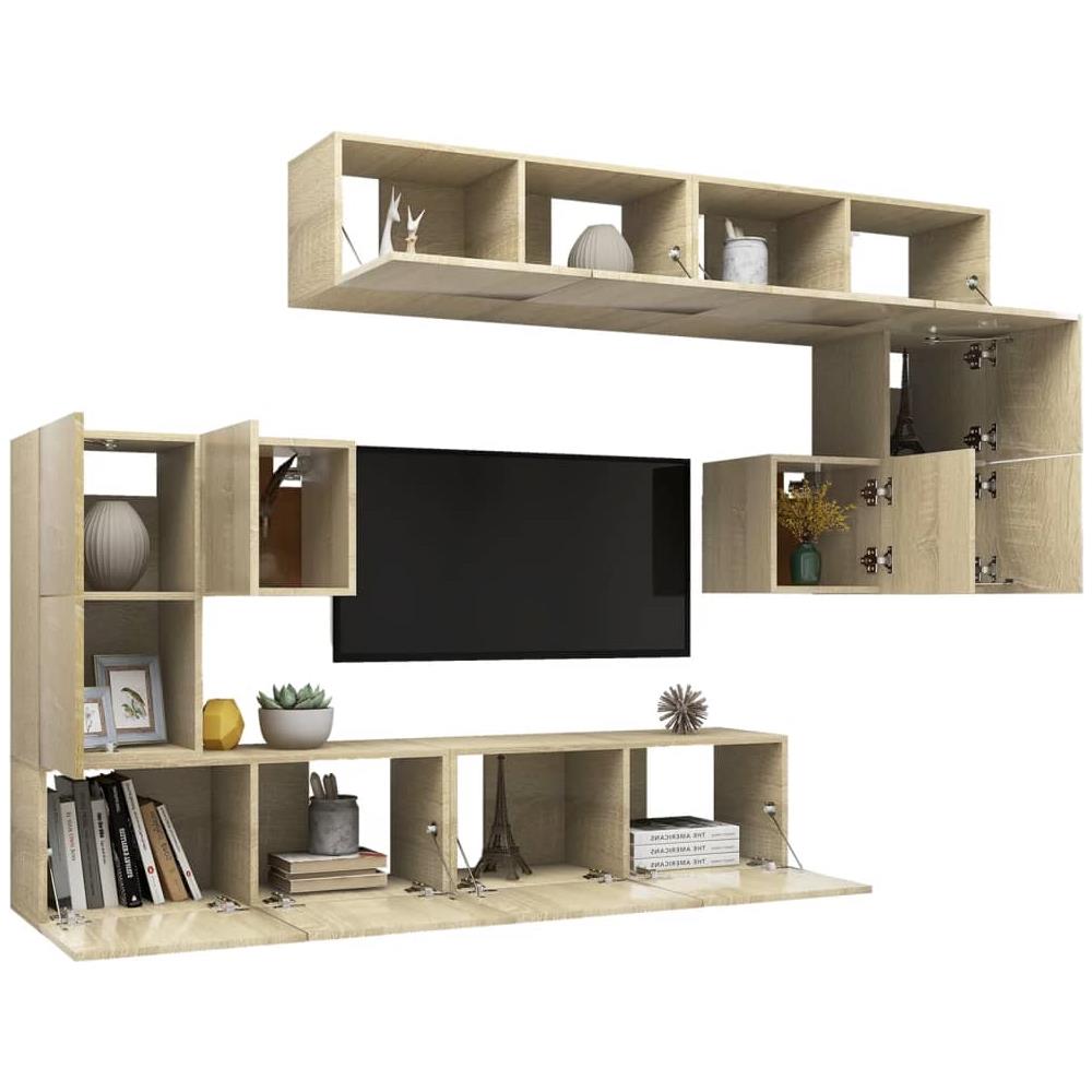 Set Mobili Porta TV 8pz Rovere Sonoma in Legno Multistrato - Foto 2