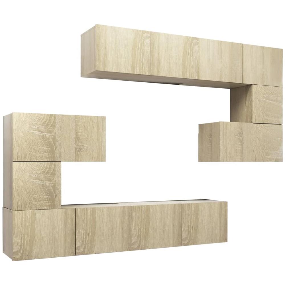 Set Mobili Porta TV 8pz Rovere Sonoma in Legno Multistrato - Foto 1