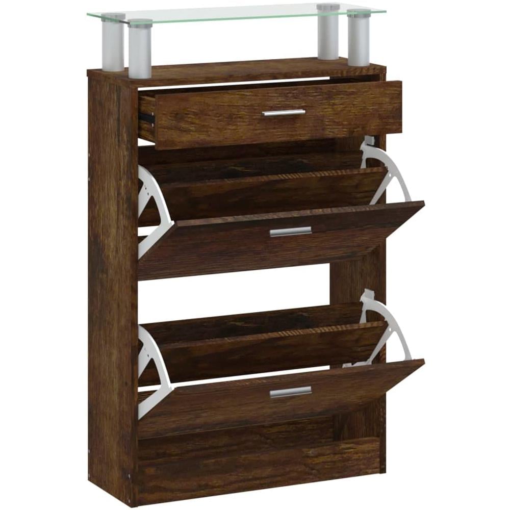 Scarpiera Rovere Fumo 63x24x104 Cm In Legno Multistrato - Foto 2