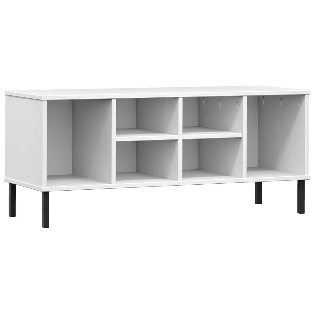 Scarpiera Gambe Metallo Bianco 106x35x45cm Legno Massello Oslo - Foto 2