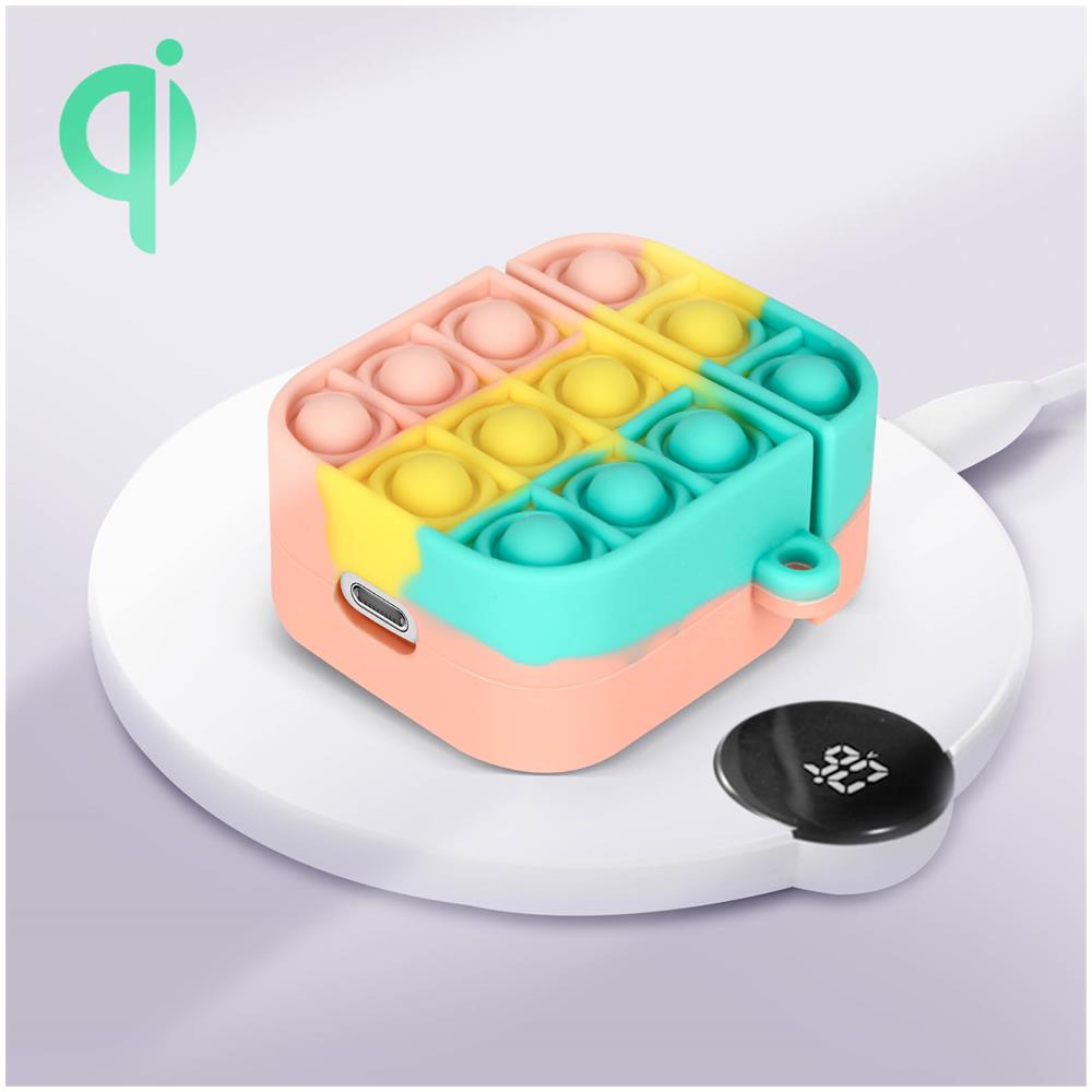 Cover Airpods Bubble Pop Silicone Design 2 Parti Multicolor - Foto 2