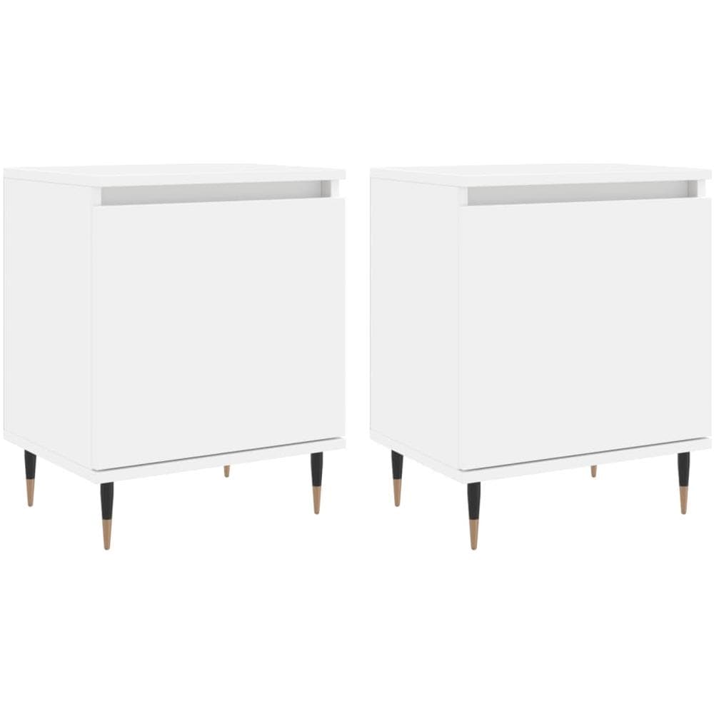 Comodini 2 Pz Bianchi 40x30x50 Cm In Legno Multistrato - Foto 1