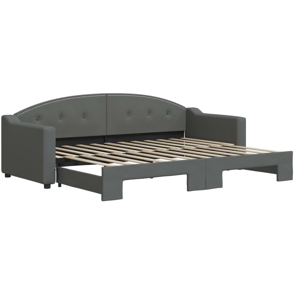 Divano Letto Con Letto Estraibile Grigio Scuro 80x200 Tessuto - Foto 2