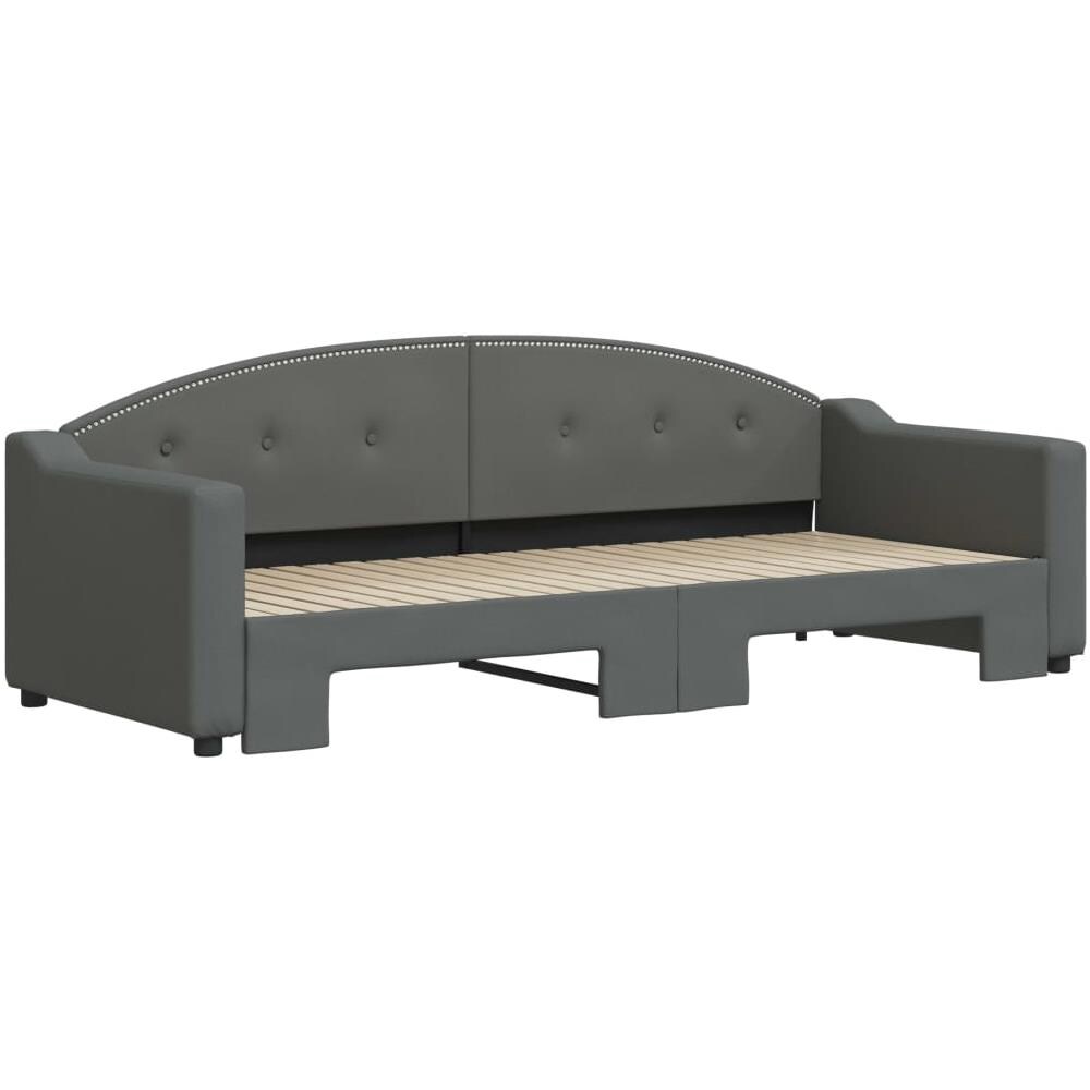 Divano Letto Con Letto Estraibile Grigio Scuro 80x200 Tessuto - Foto 3