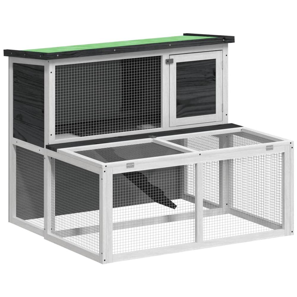 Conigliera Grigia 102x90x84,5 Cm In Legno Massello Di Pino - Foto 2