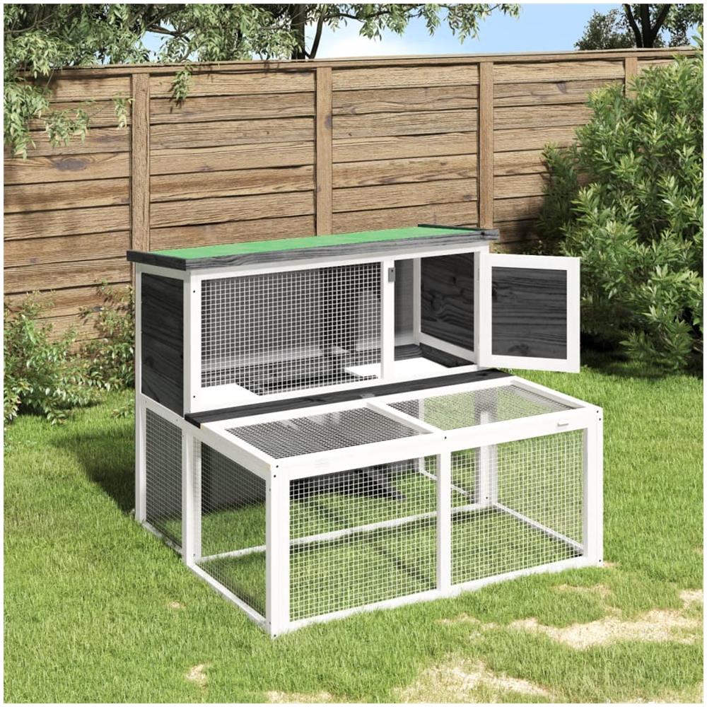 Conigliera Grigia 102x90x84,5 Cm In Legno Massello Di Pino - Foto 1