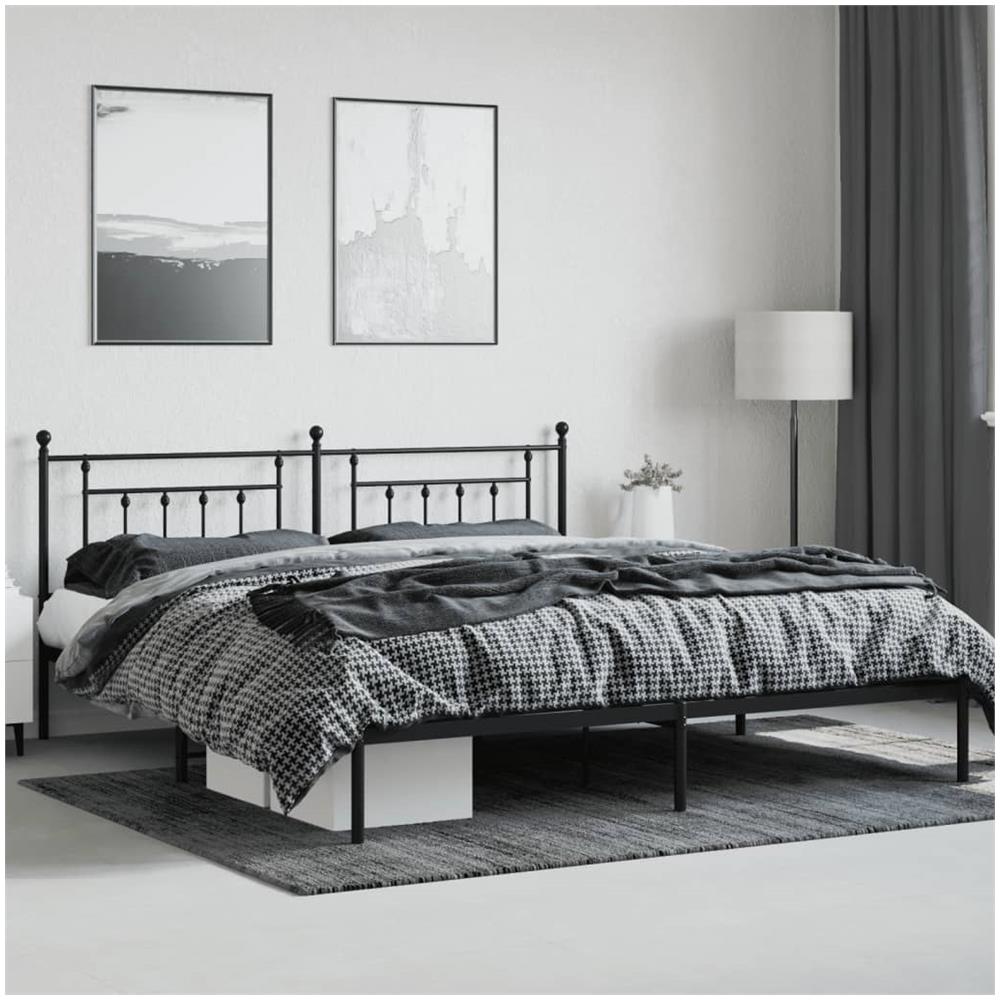 Giroletto Con Testiera In Metallo Nero 193x203 Cm - Foto 3