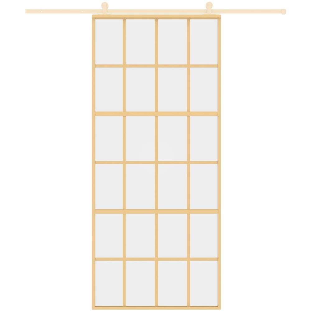 Porta Scorrevole Dorata 90x205 Vetro Trasparente Esg Alluminio - Foto 3