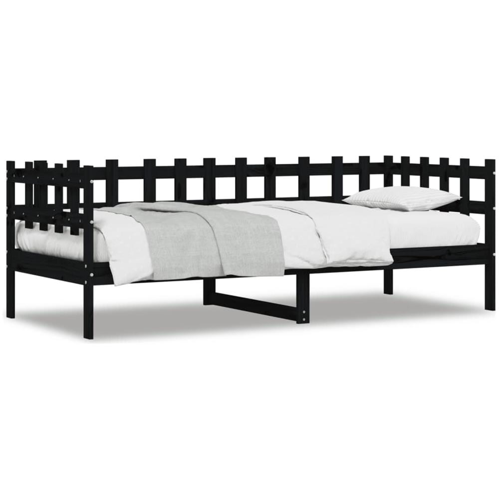 Dormeuse Nera 90x200 Cm In Legno Massello Di Pino - Foto 2